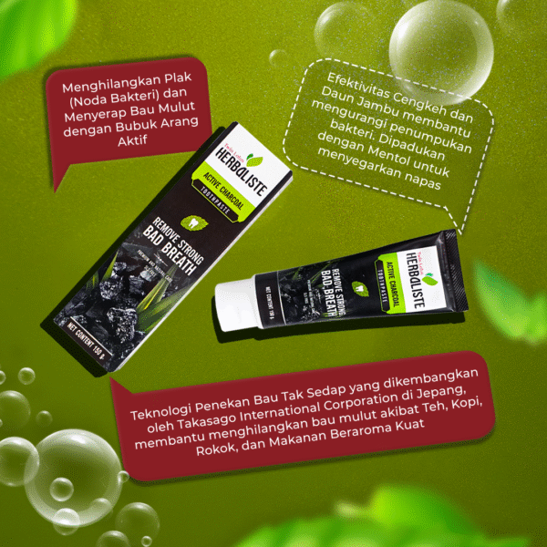 Twin Lotus Active Charcoal Toothpaste | Pasta Gigi Odol Penghilang Bau Mulut & Pemutih Gigi Herbal ALAMI Nafas Segar Bersih Noda Plak Lubang Melawan Bakteri Aman Praktis Hemat - Image 6