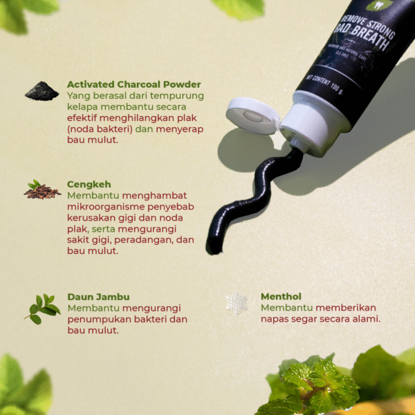 Twin Lotus Active Charcoal Toothpaste | Pasta Gigi Odol Penghilang Bau Mulut & Pemutih Gigi Herbal ALAMI Nafas Segar Bersih Noda Plak Lubang Melawan Bakteri Aman Praktis Hemat - Image 5