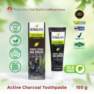 Twin Lotus Herbaliste Active Charcoal Toothpaste 50g 100g 150g | Pasta Gigi Herbal Non SLS Fluoride Paraben Zinc Oxide Penghilang Bau Mulut & Pemutih Gigi
